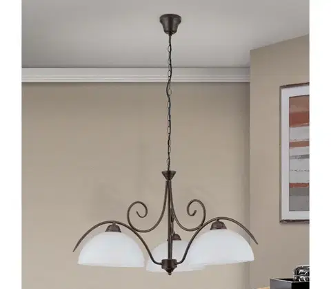 Svietidlá Orion - Luster na reťazi RULA 3xE27/40W/230V pr. 70 cm biela/bronz LU 1668/3 Antik
