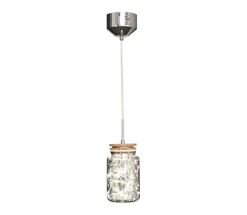 Svietidlá  142030 - LED Luster na lanku SHOCK LED/5W/230V lesklý chróm/drevo 142030