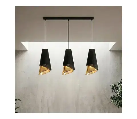 Svietidlá EMIBIG Luster na lanku MODA 3xE27/15W/230V čierna/zlatá 1617/3