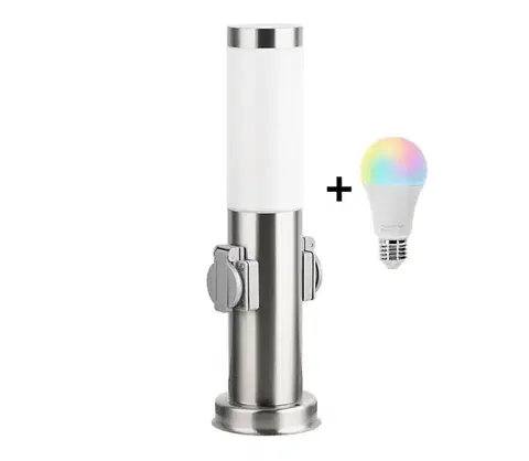 LED osvetlenie Brilagi-LED RGBW vonkajšia lampa s 2 päticami 1xE27/12W/230V 40 cm IP44 matný chróm BG3941+AI0819