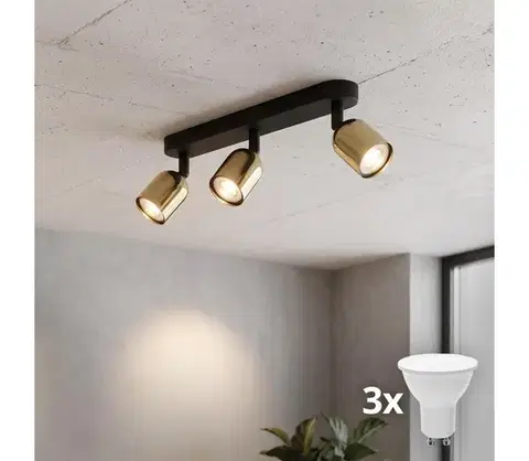 Svietidlá  LED bodové svietidlo TOP 3xGU10/10W/230V čierna/zlatá 6032