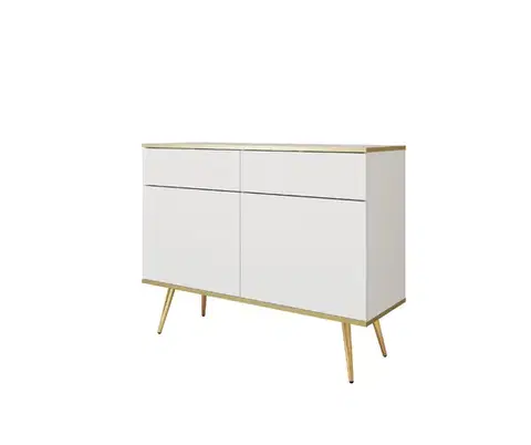 Komody ArtPS Komoda BIJOU KSZ-107 | biela / zlaté nohy