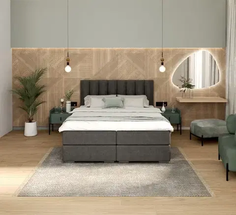 Postele FDM Manželská posteľ LINCOLN Boxspring | grafit 160 x 200 cm