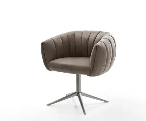 Jedálenské stoličky DELIFE Jedálenská stolička Jada-Flex mikrovlákno taupe vintage krížová podstava grafitová 360° otočná hojdacia funkcia vrecková pružina