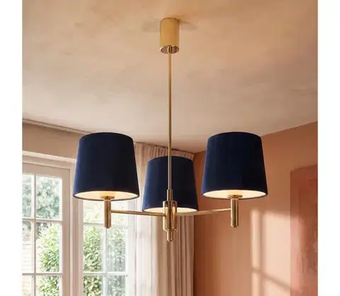 Svietidlá BRILAGI - Luster na tyči MONTE 3xE27/60W/230V modrá/zlatá 8590828053415