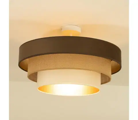 Svietidlá  Prisadený luster WENTA 1xE27/60W/230V pr. 50 cm hnedá/juta/béžová H0787