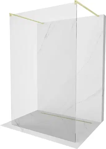 Sprchové dvere MEXEN/S - Kioto samostatne stojaca sprchová zástena 105 x 200, transparent 8 mm, zlatá kartáčovaná 800-105-002-55-00