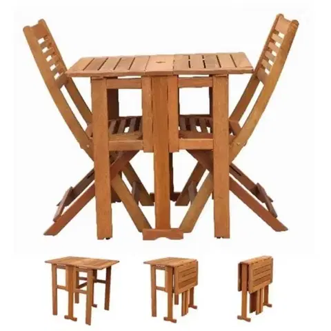 Záhradné zostavy Kinekus Nábytok záhradný, balkónový VERONIKA 2+1 drevo