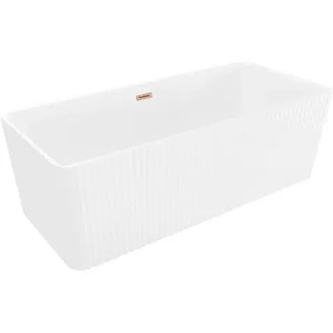 Vane MEXEN/S - Nila voľne stojaca vaňa reliéf 170 x 75, biela, sifón a prepad meď kartáčovaná 52841708000-65