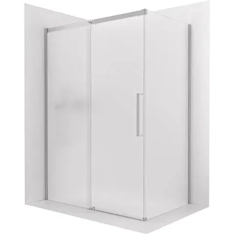 Sprchovacie kúty CERANO - Sprchovací kút Lantono - ľavá - 8 mm - Soft-Close - chróm, mliečne sklo - 130x70 - posuvný CER-665365