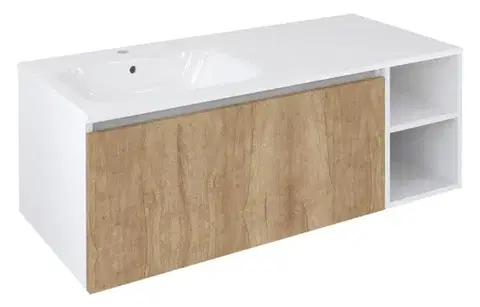 Kúpeľňový nábytok SAPHO - LOREA skrinka 120x46x51,5cm (90+30Pcm), ľavá, dub Alabama/biela matná LE090-2231-L-05