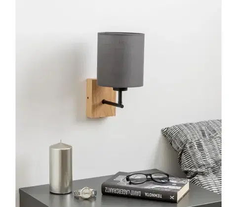 Svietidlá BRILAGI - Nástenná lampa NUBILA WOOD 1xE27/25W/230V dub/antracit BG1561+BG1574
