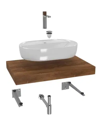 Kúpeľňový nábytok Koupelnová sestava SAT s deskou pod umyvadlo Dolce 80x8x50 cm dub charleston KSETDO3 KSETDO3