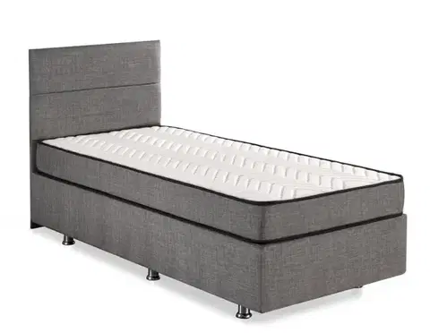Postele Single Mattress, Base & Headboard Silver - Grey (80 x 180)