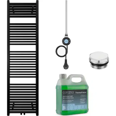 Doplnky do kúpeľne CERANO - Kúpeľňový elektrický radiátorový set Lincoln - WIFI - 600W - čierna matná - 1800x500 mm CER-680543