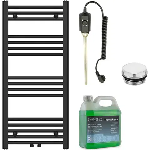 Doplnky do kúpeľne CERANO - Kúpeľňový elektrický radiátorový set Benito - 300W - čierna matná - 1000x450 mm CER-658241