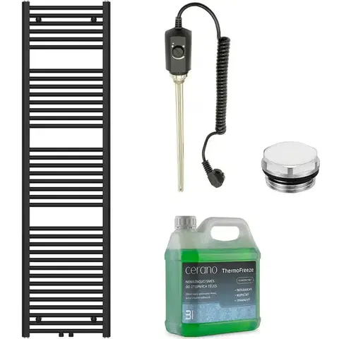 Doplnky do kúpeľne CERANO - Kúpeľňový elektrický radiátorový set Benito - 600W - čierna matná - 1700x450 mm CER-884732