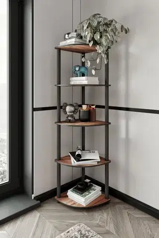 Knižnice Knižnica Bookcase 5 Corner - Walnut