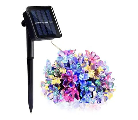 LED osvetlenie  LED RGB solárny reťazec 50xLED/0,12W/1,2V 1xAA IP44 600 mAh KTLLE50RGB