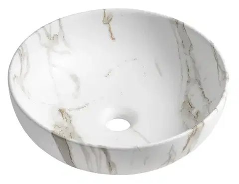 Umývadlá SAPHO - RONDANE keramické umývadlo na dosku priemer 41cm, bianco carrara AR435BC