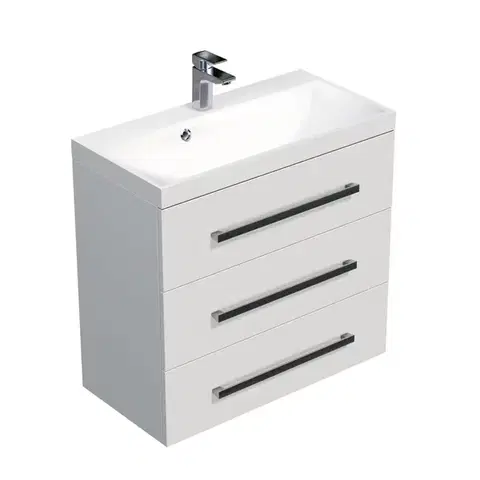 Kúpeľňový nábytok Kúpeľňová skrinka s umývadlom SAT Cube Way 80x76,5x40 cm biela lesk CUBE2803BL CUBE2803BL