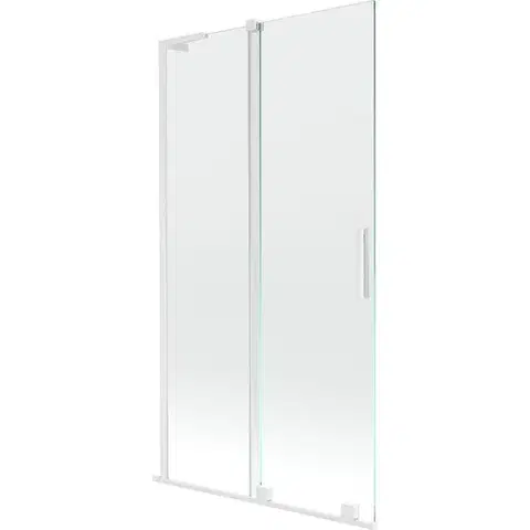 Sprchové dvere MEXEN/S - Velar L dvojkrídlová posuvná vaňová zástena 100 x 150, transparent, biela 896-100-003-01-20