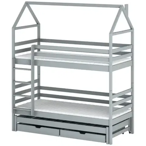 Poschodové postele Posteľ Domček Dalia 80x160 sivá