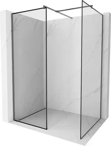 Sprchové dvere MEXEN/S - Kyoto Sprchová zástena WALK-IN 120 x 110, čierny vzor, grafit metal 800-120-202-95-70-110