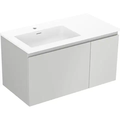 Kúpeľňový nábytok MEXEN/S - Orio kúpeľňová skrinka 90 cm s umývadlom Otis ľavá, 1S, 1D, sivá mat/biela mat 91A13-09047-3-BBFF62-W18L01