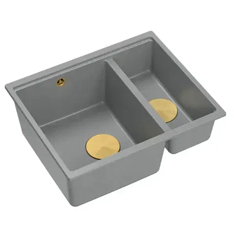 Kuchynské drezy Quadron Quadron - Granitový drez Logan 150 Grey Metallic Zlaty HCQL5646U5-G1_U