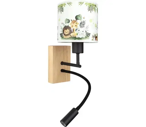 Svietidlá BRILAGI-LED Flexibilná lampa BOBO WOOD 1xE27/25W/230V + LED/3W dub/čierna/biela/zelená/džungľa BG1564+BG5588