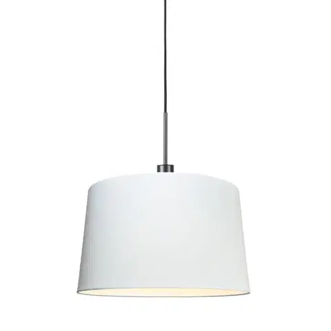 Závesné svietidlá Moderné závesné svietidlo čierne s tienidlom 45 cm biele - Combi 1