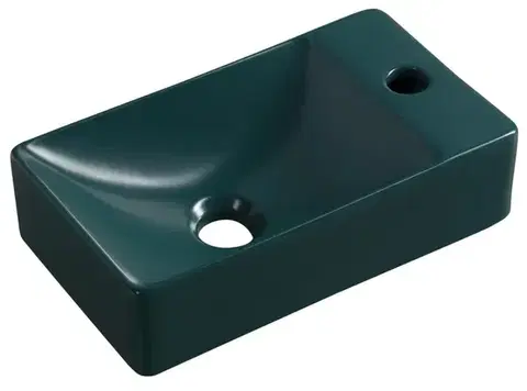 Umývadlá SAPHO - MARGITHA keramické umývadlo 38x22cm, otvor pro batériu vpravo, petrolejová MGT38220