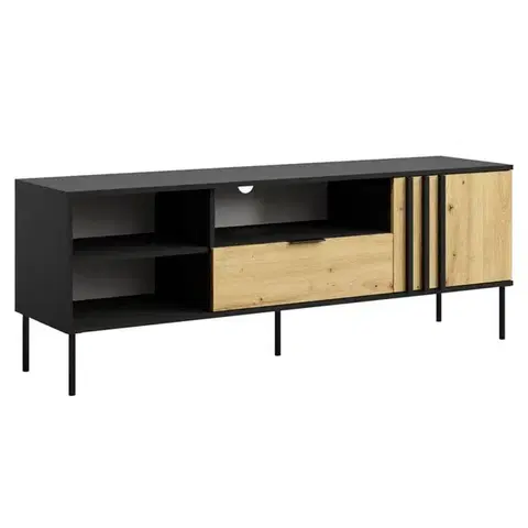 TV stolíky KONDELA Rimina tv stolík čierna onyx / dub artisan