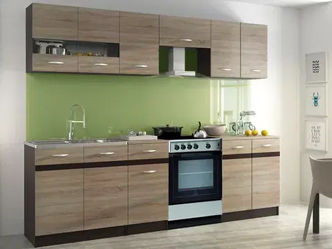 Kuchynské linky RENAR Livia 240 kuchyňa sonoma svetlá / sonoma tmavá