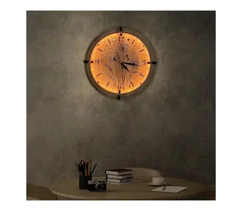 Predlžovacie káble Li-Go 23688/DUB2 - LED hodiny s pohybovým senzorom, LED/1×AA, Ø 32 cm, dub 23688/DUB2