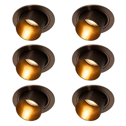 Zapustené svietidlá Sada 6 moderných zapustených bodových svetiel tmavý bronz okrúhle naklápacie - Installa