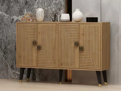 Komody Konzolový stolík Ahart - Sapphire Oak, Gold