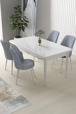 Jedálenské sety Dining Table & Chairs Set (5 Pieces) Nil - White, Grey