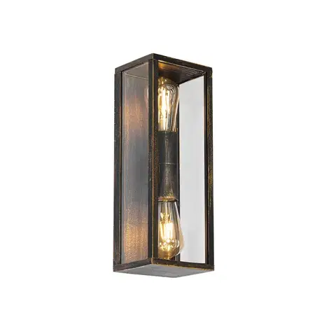 Vonkajšie nástenné svietidlá Vintage nástenná lampa starožitné zlato 38 cm 2-svetlo IP44 - Charlois