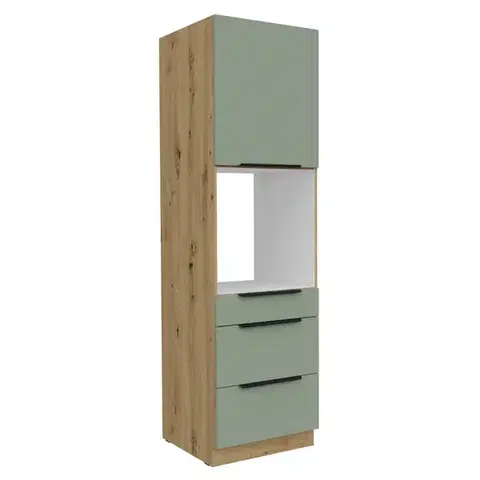 Kuchynské dolné skrinky KONDELA Arsany 60 DPS-210 3S 1F skrinka na vstavanú rúru aquamarine / dub artisan
