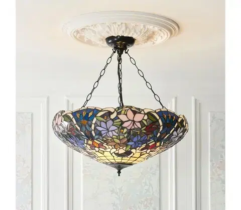 Svietidlá Endon 111887 - Luster na reťazi Tiffany SULLIVAN 3xE27/10W/230V pr. 57 cm 111887