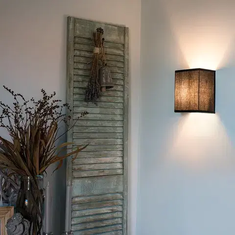 Nástenné osvetlenie Rustikálna nástenná lampa čierna - Vete