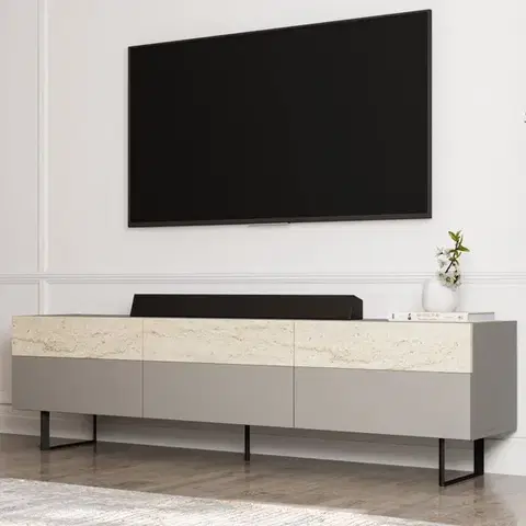 TV stolíky TV stolík Sign - Grey, Travertine