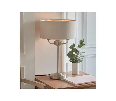 Lampy Endon 94369 - Stolná lampa HIGHCLERE 3xE14/18W/230V béžová/matný chróm 94369
