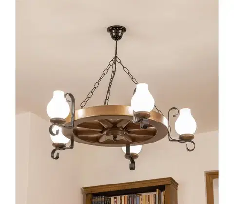 Svietidlá BRILAGI - Luster na reťazi ROATA 5xE14/40W/230V priemer 70 cm buk/orech EX-01056