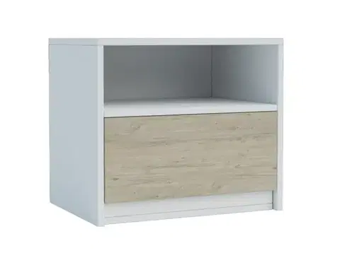 Nočné stolíky VIVIEN nočný stolík, biela / dub prímorský satin