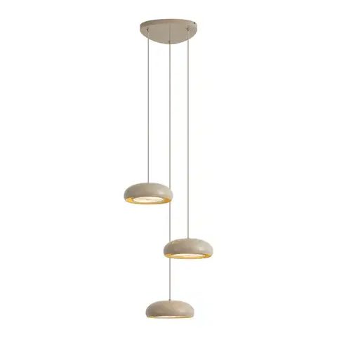 Závesné svietidlá Retro závesná lampa Taupe s kovovým tienidlom 6-svetelná - Macaron