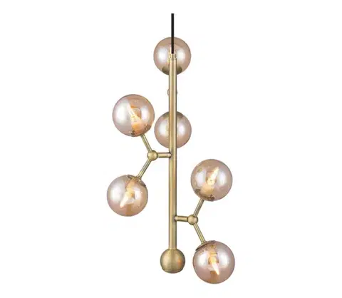 Svietidlá Halo Design 738861 - Luster na lankách ATOM 6xG9/28W/230V pr. 30 cm mosadz/k. béžová 738861