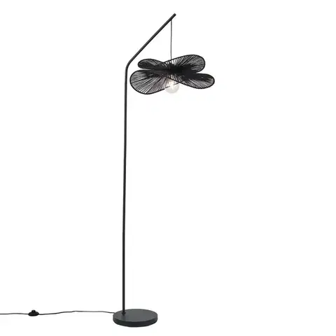 Stojace lampy Art Deco stojacia lampa čierna s čiernym tienidlom - Nest